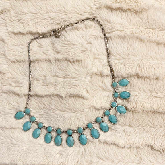 Lucky Brand Statement Beaded Necklace Turquoise Silver - Picture 2 of 5